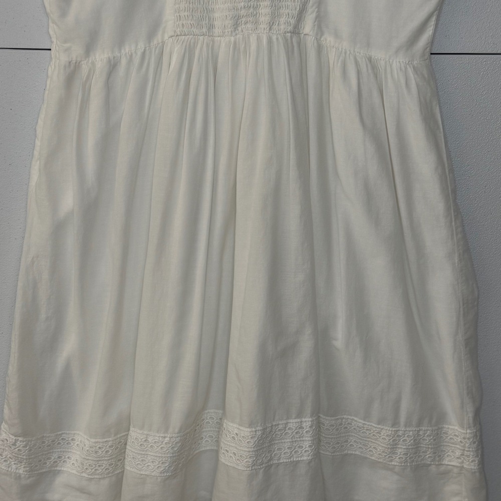 Old Navy Fit Flare Dress XL Tall White 100% Cotton Eyelet Smocked Back Lined - Picture 16 of 16